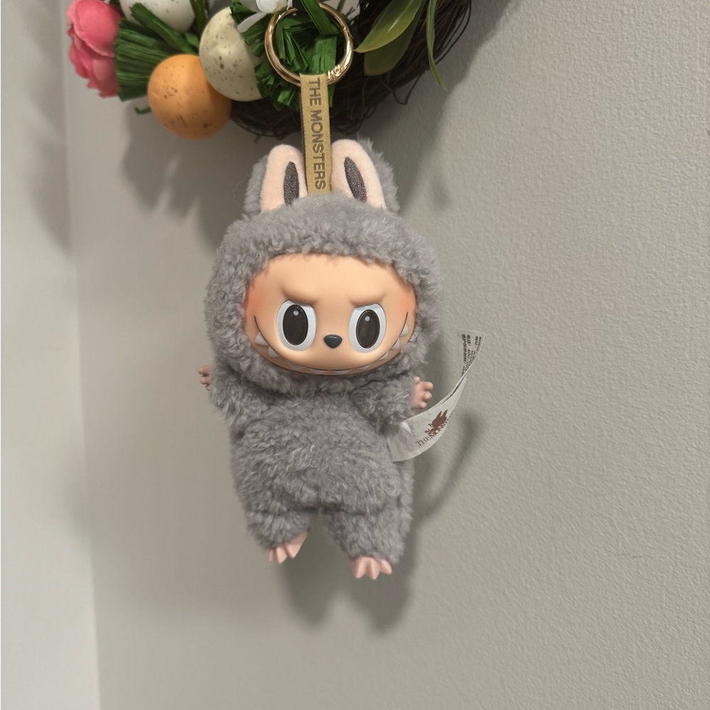 Popmart labubu The Monsters Plush Keychain -gray.